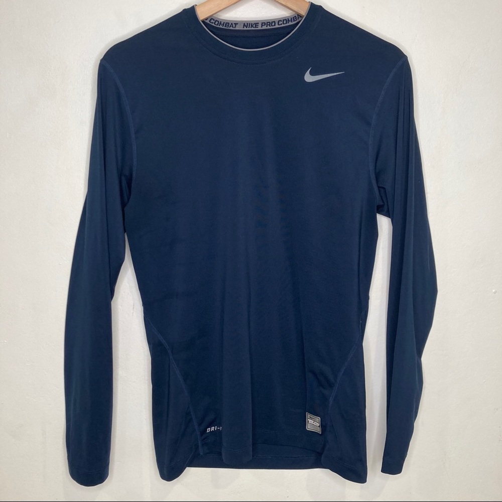 Nike Pro Combat Dri-Fit Fitted Long Sleeve Blue S